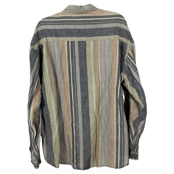 Protest Clothing GorpCore Linen Stripe Granola Neutral Long Sleeve Men's Size XL - Picture 4 of 4